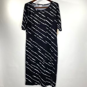 Lularoe Julia Black and White Striped  Dress 2XL